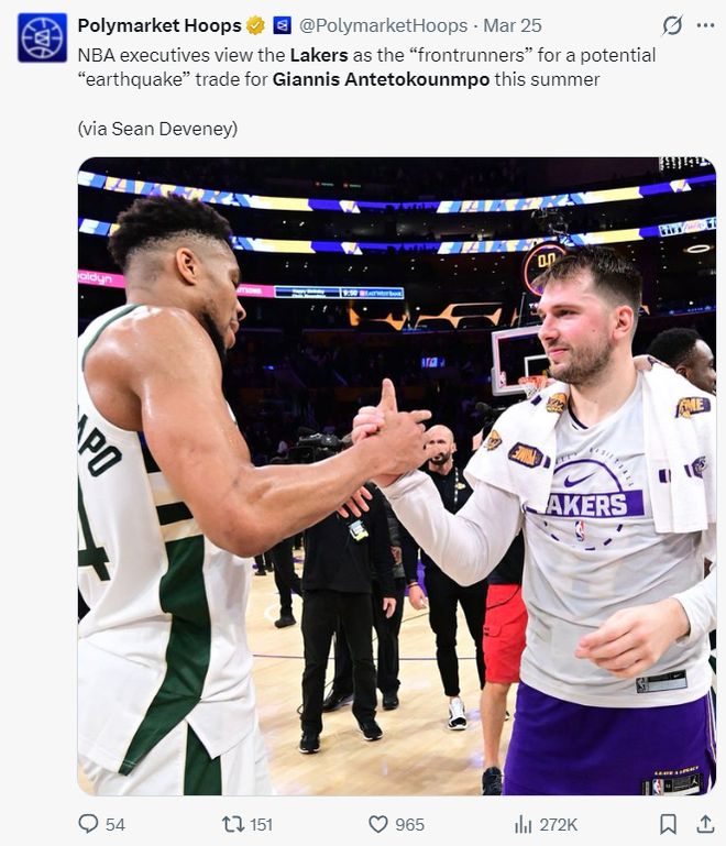 字母哥或离队引湖人交易潮 三巨头齐聚洛杉矶成